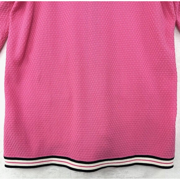 Talbots Tipped Cardigan Sweater Womens S Faux Pearl Buttons Career Pink Black - Picture 11 of 15